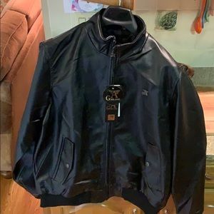 NWT Armani faux leather jacket. Zip up closure